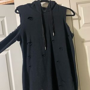 black distressed sweater dress